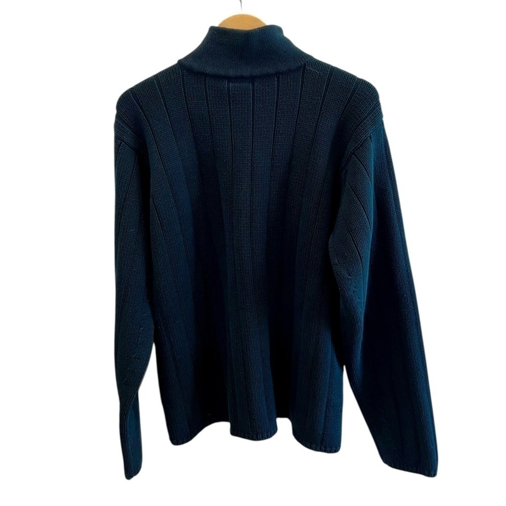 Polo Jeans Co. Ralph Lauren Cotton Knit 1/4 Zip American Flag Sweater Deep Blue - Picture 3 of 5